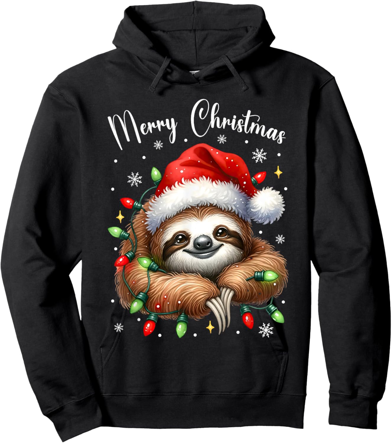 Christmas Pajamas Sloth Christmas Pajama Shirt Lazy Sloth Hoodie - Hoodie | Black