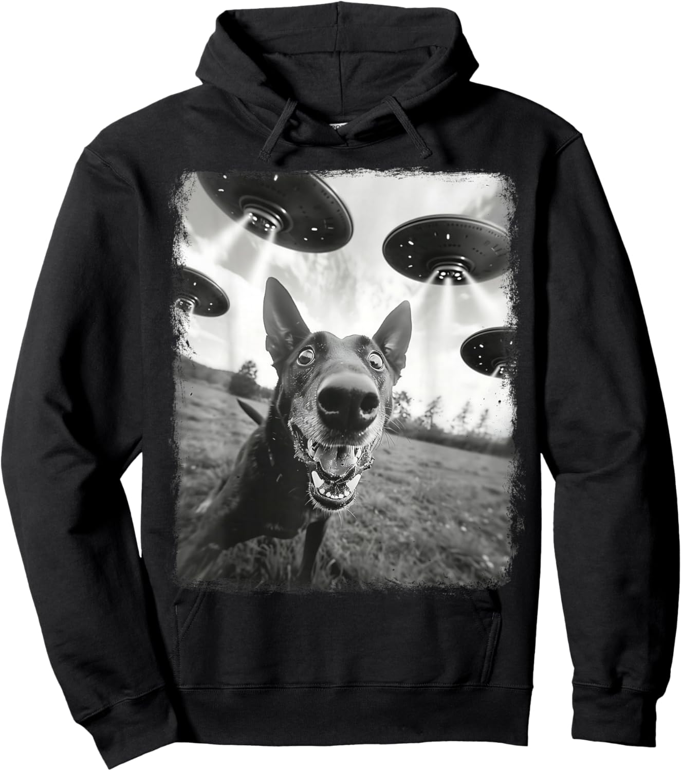 Belgian Malinois Dog UFO Alien Extraterrestrial Selfie Hoodie - Hoodie | Black
