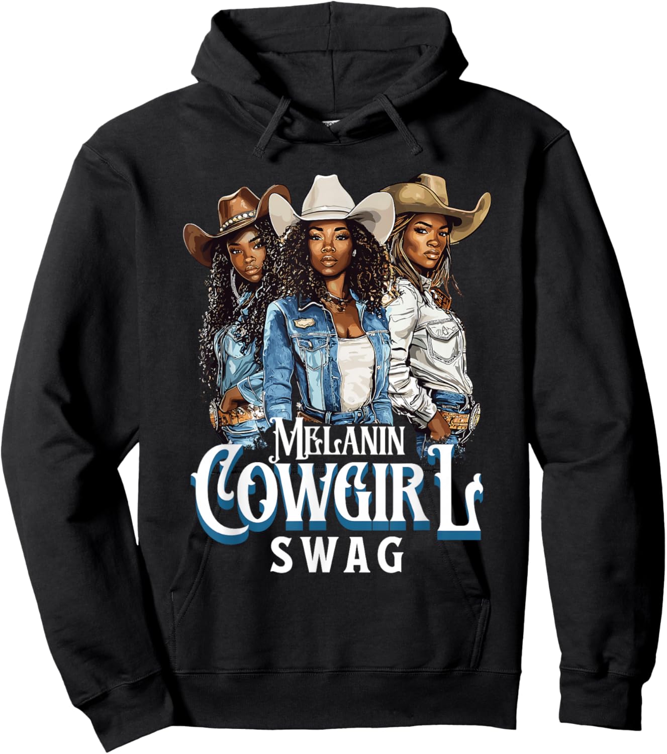 Melanin Cowgirl Swag African American History Western Rodeo Hoodie - Hoodie | Black
