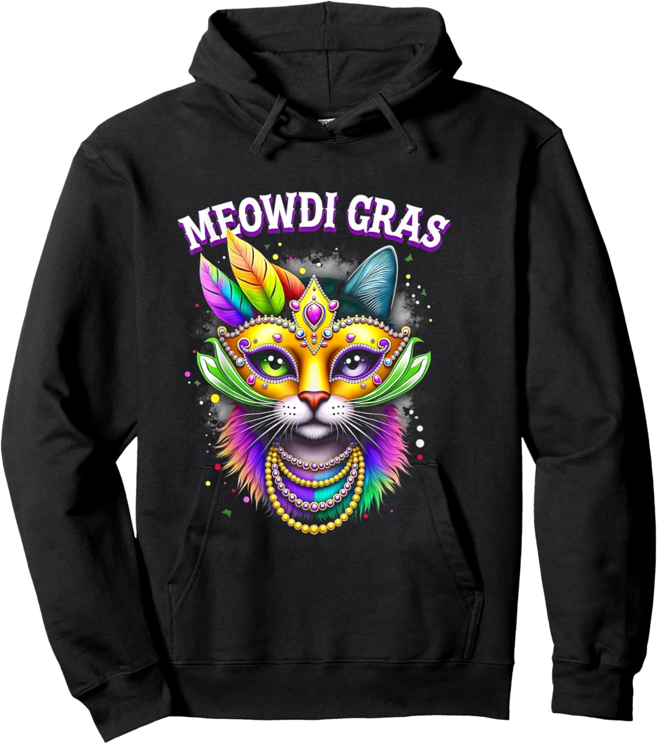 Meowdi Gras Mardi Gras Parade Costume Fun Hoodie - Hoodie | Black