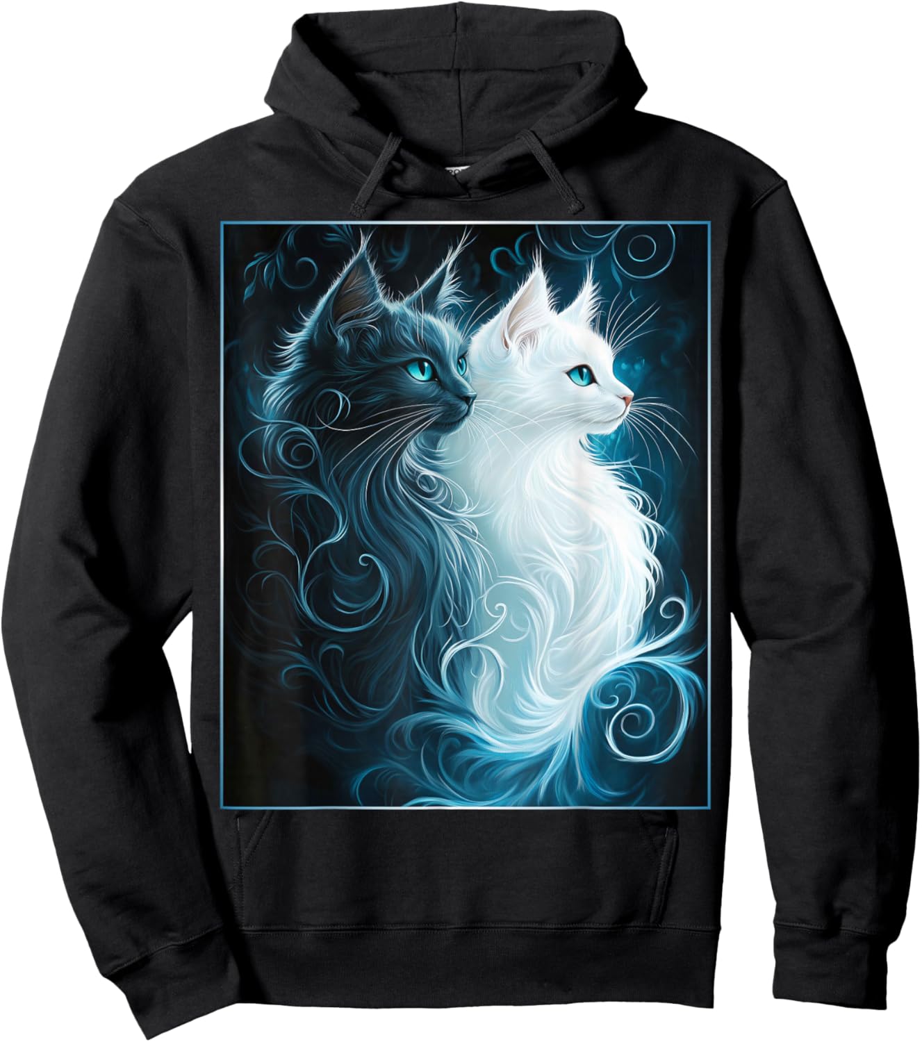 Cute Magical Cat Kitten Fantasy Art Design Hoodie - Hoodie | Black
