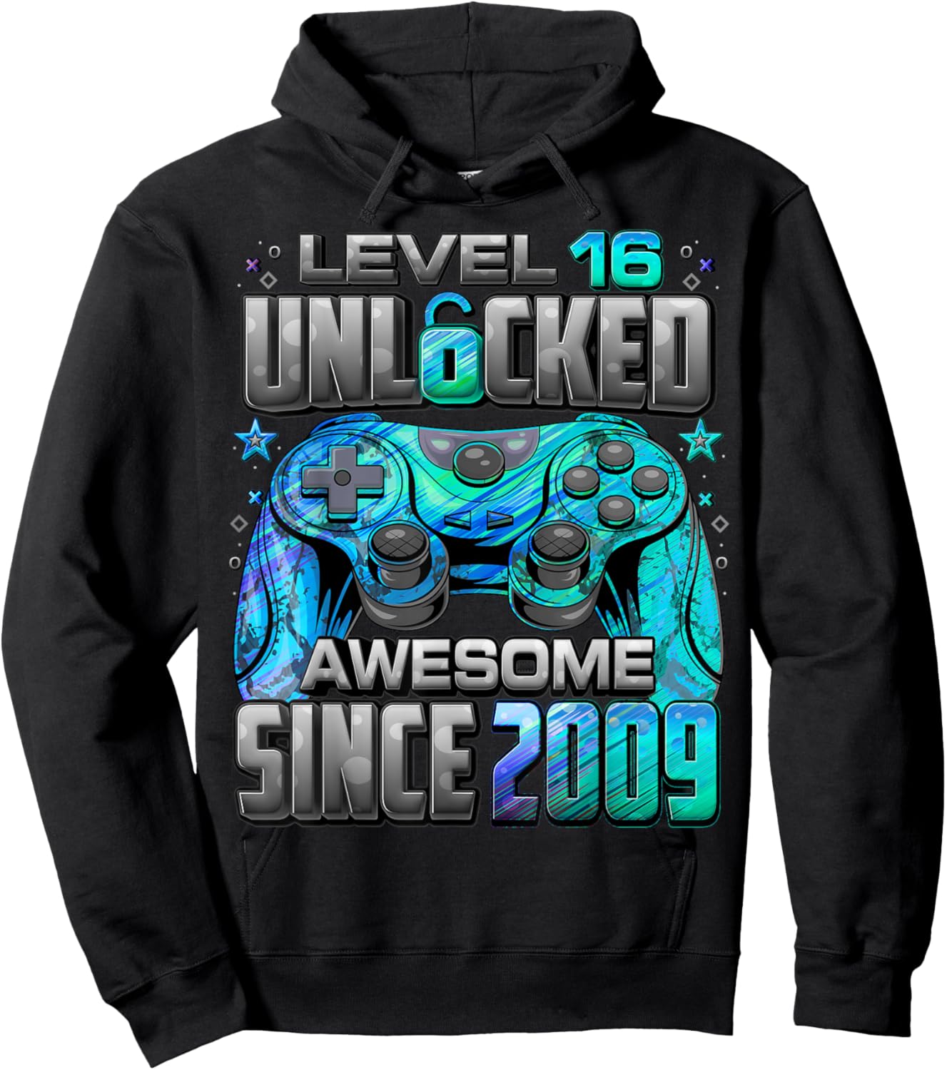 Level 16 Unlocked Awesome Since 2009 16th Birthday Gaming Hoodie - Hoodie | Black