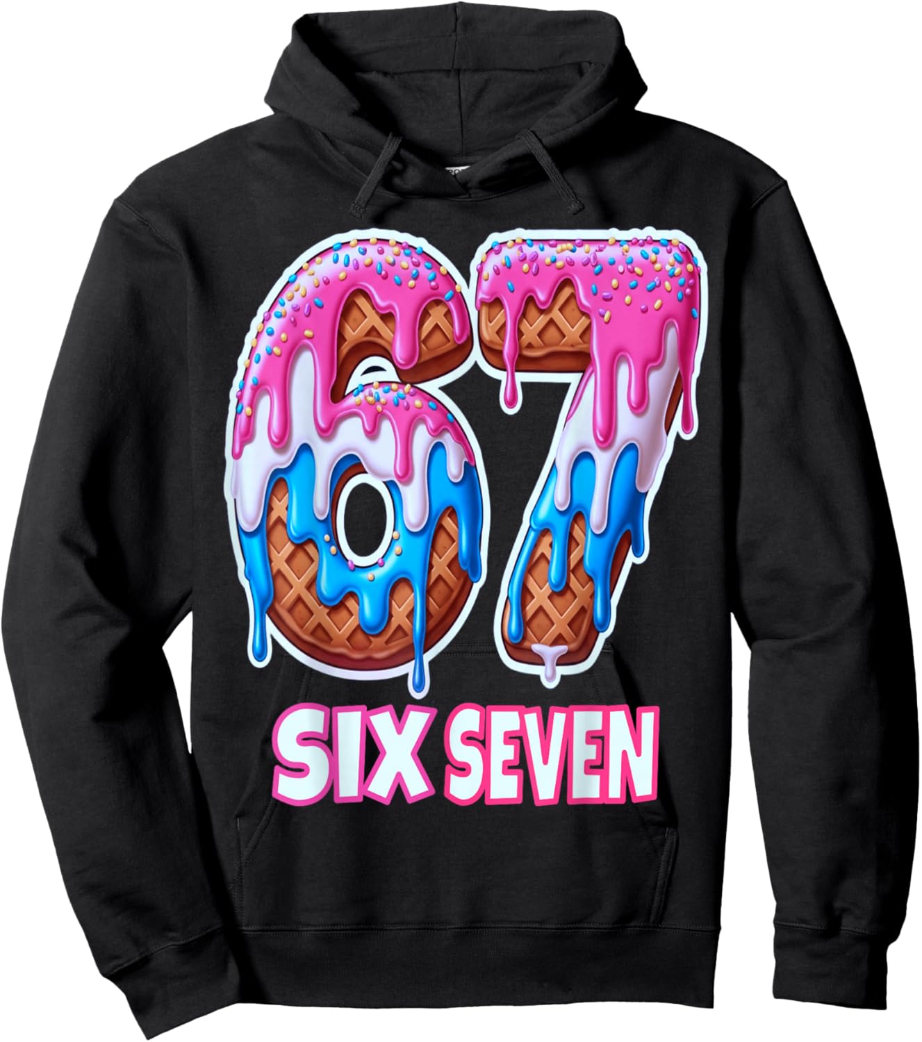 67 Ice Cream Drip Meme Six Seven Men Women Boys Girls Hoodie - Hoodie | Black