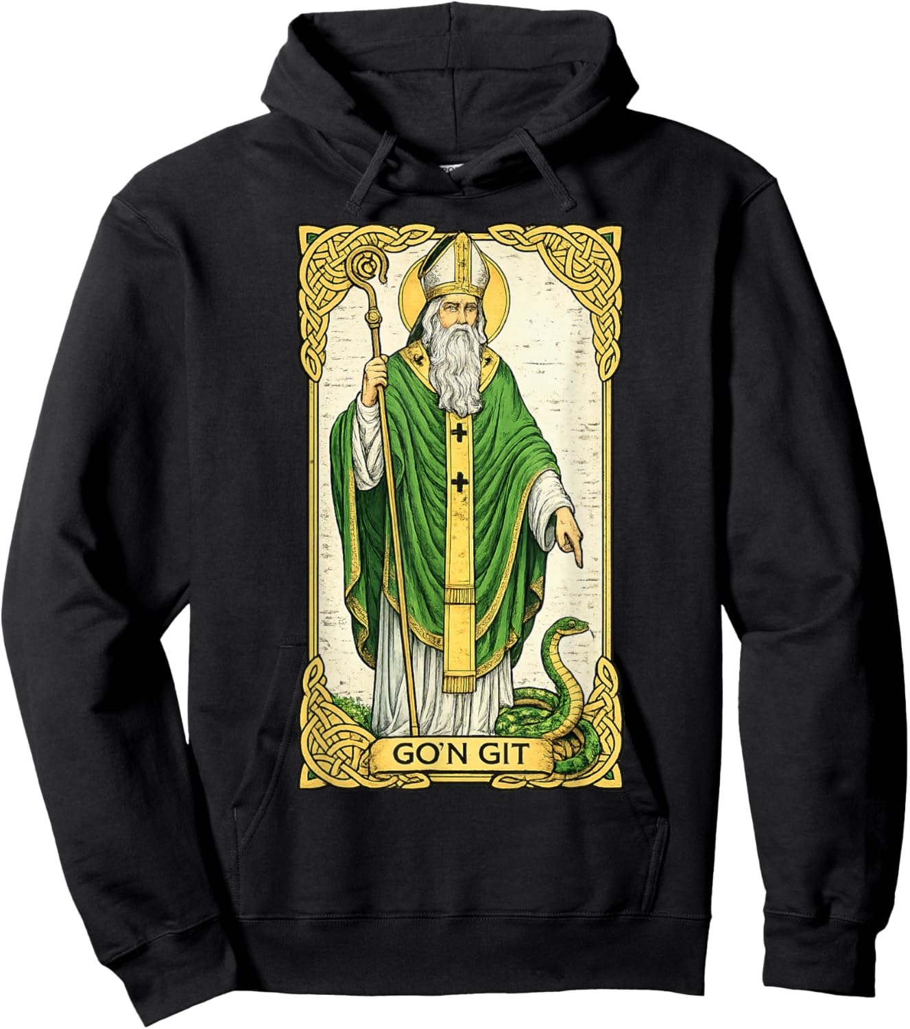 St Patrick Snake Gon Git Card Saint Pattys Men Women Hoodie - Hoodie | Black