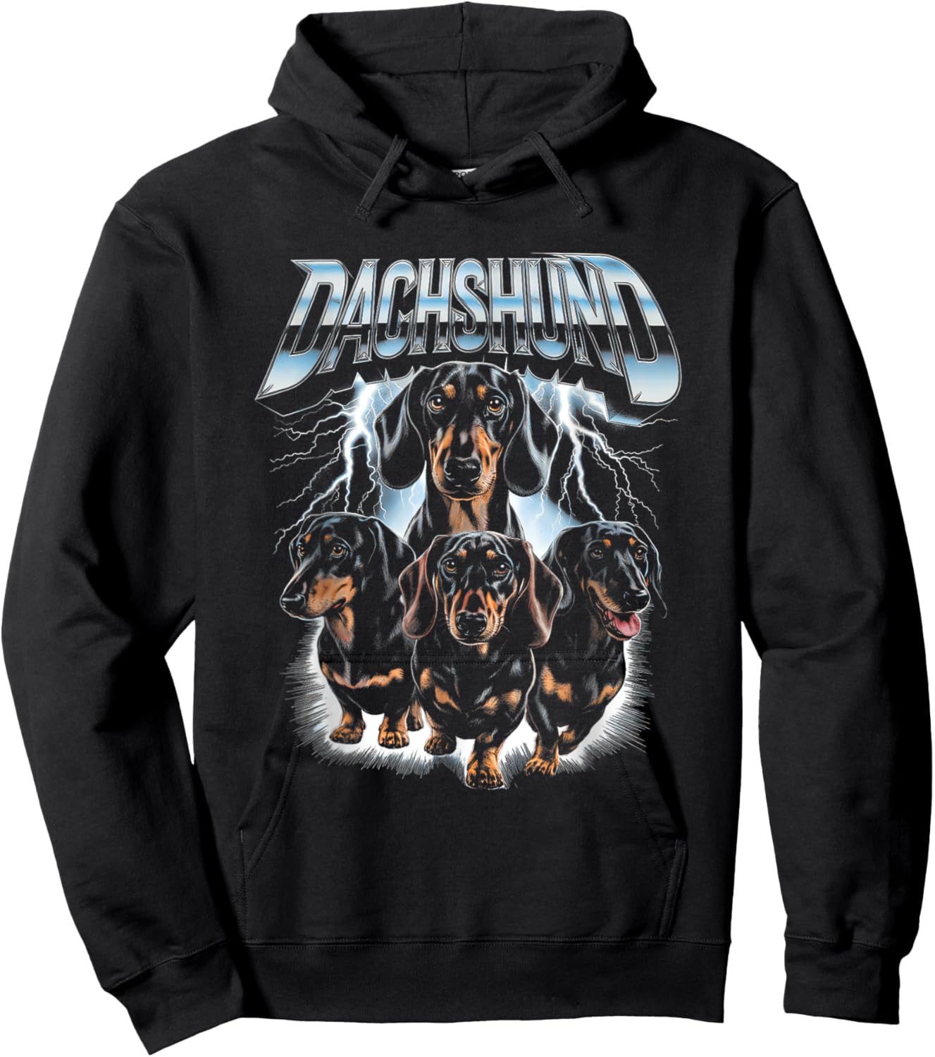 Heavy Metal Dog Mom Thunder Puppy Best Dachshund Dog Dad Women Kids Hoodie - Hoodie | Black