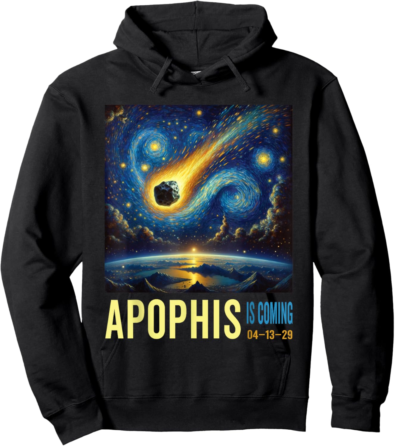Starry Night Style Asteroid Is Coming Apophis 2029 Hoodie - Hoodie | Black