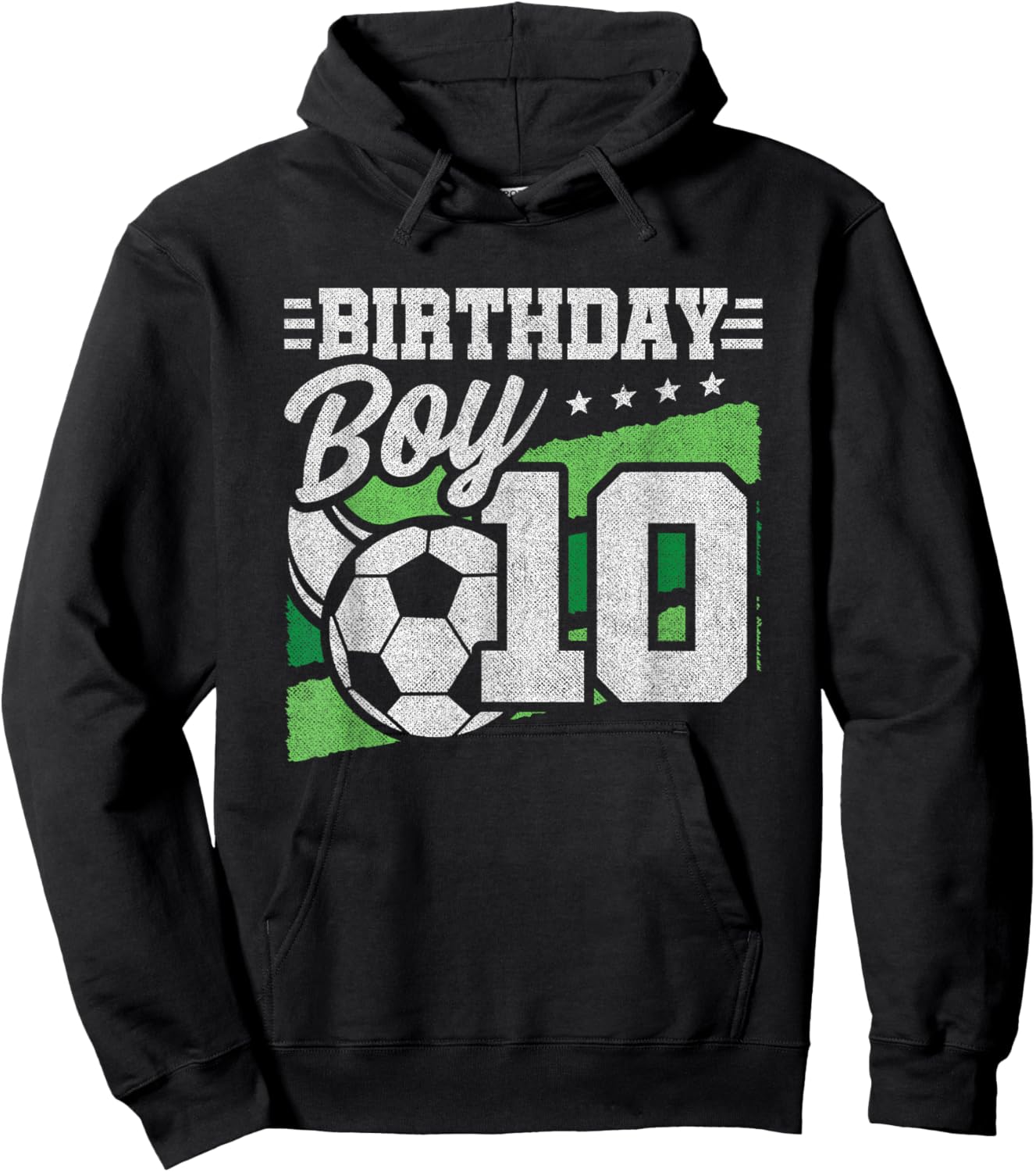 10 Year Old Soccer Birthday - Boys 10th Birthday Soccer Hoodie - Hoodie | Black