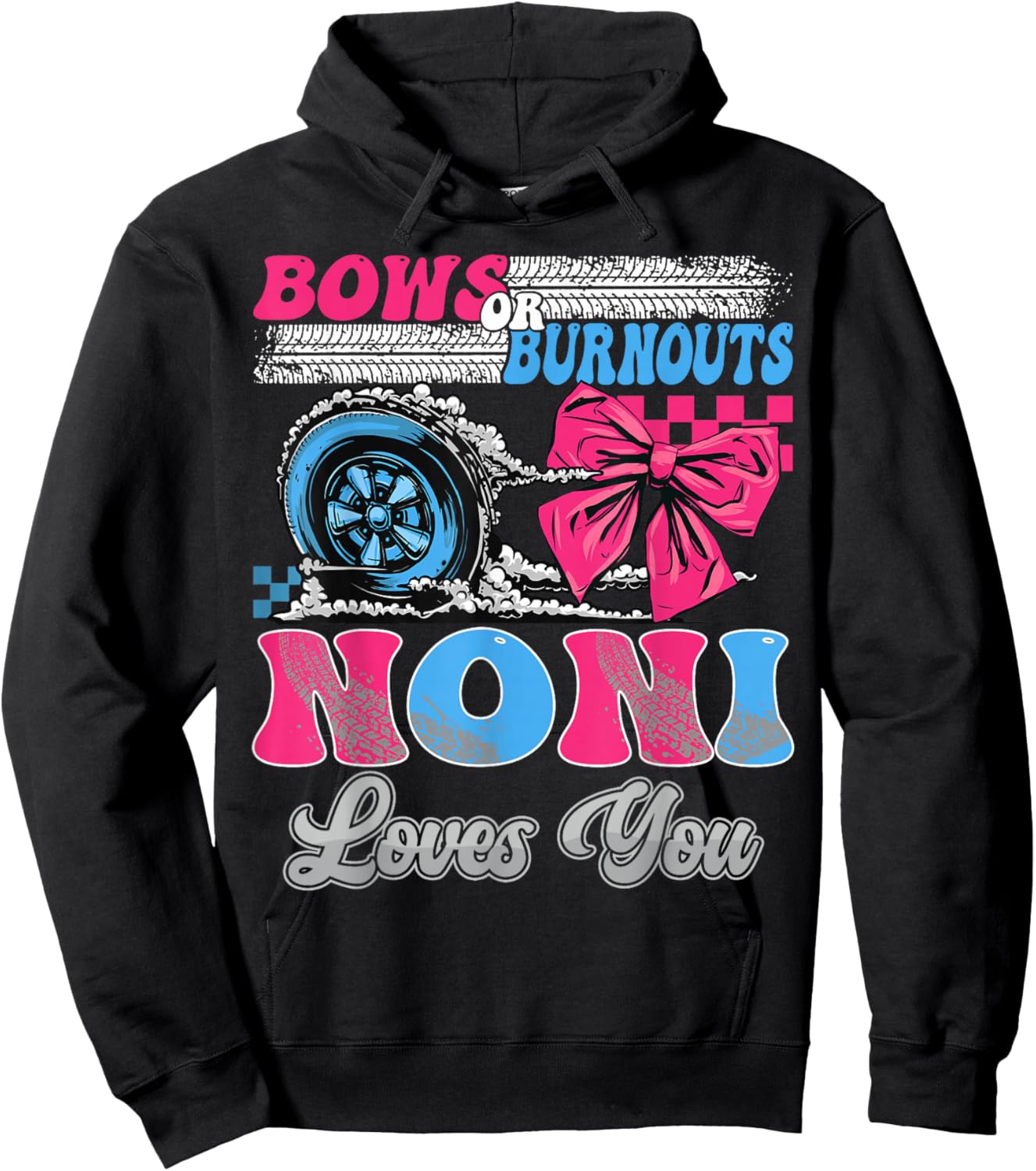 Burnouts or Bows Noni Loves You Gender Reveal Party Hoodie - Hoodie | Black