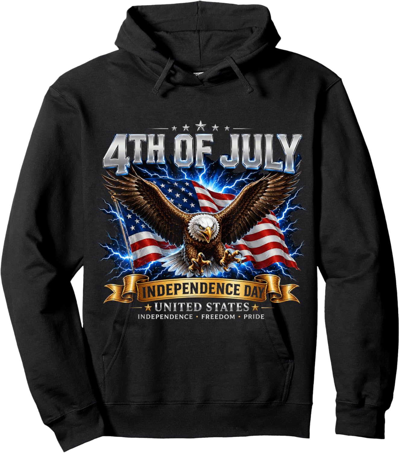4th of July Shirt Men Patriotic Freedom Independence Hoodie - Hoodie | Black