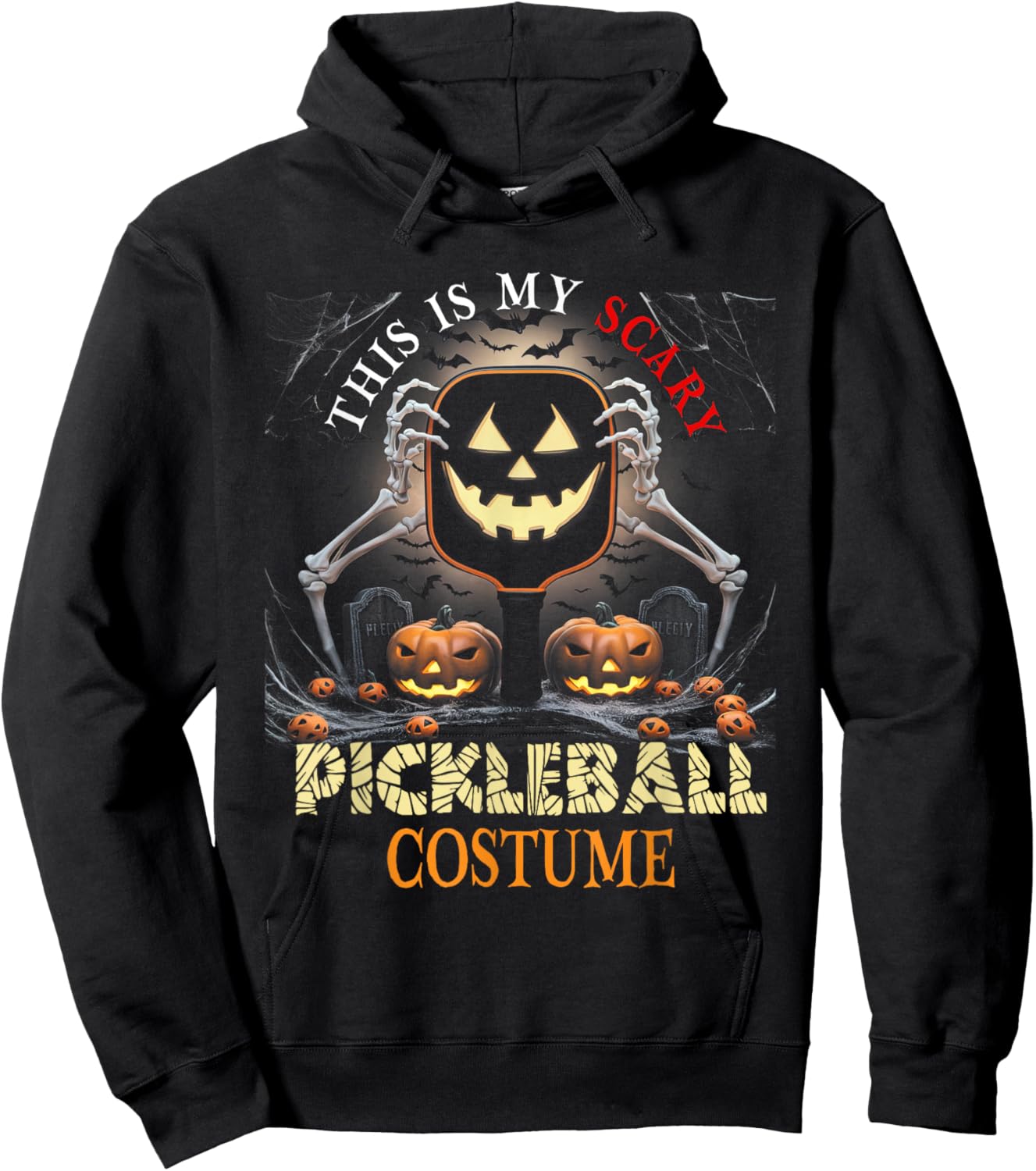 This Is My Scary Pickleball Costume Halloween Skeleton Lover Hoodie - Hoodie | Black