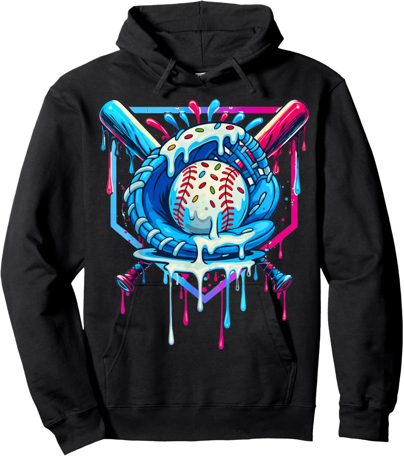 Baseball Respect The Drip Boys Baseball Hoodie - Hoodie | Black