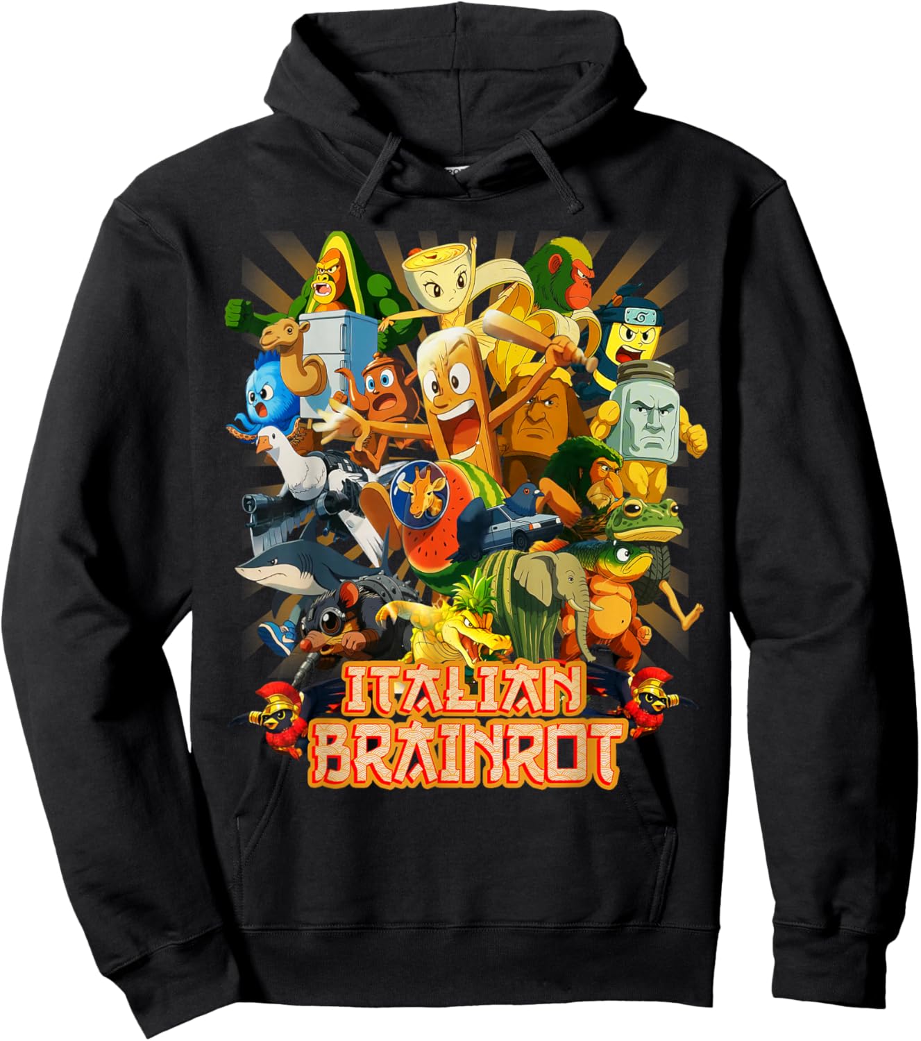 All Brainrot Italian Anime Cute Friends for Teens Kids Youth Hoodie - Hoodie | Black