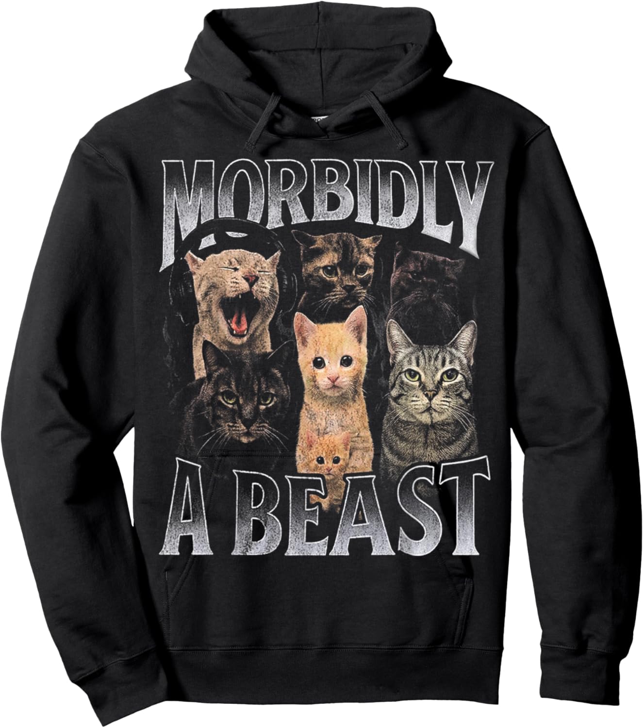 Morbidly A Beast Cat Meme for Weird Cat Lovers Hoodie - Hoodie | Black