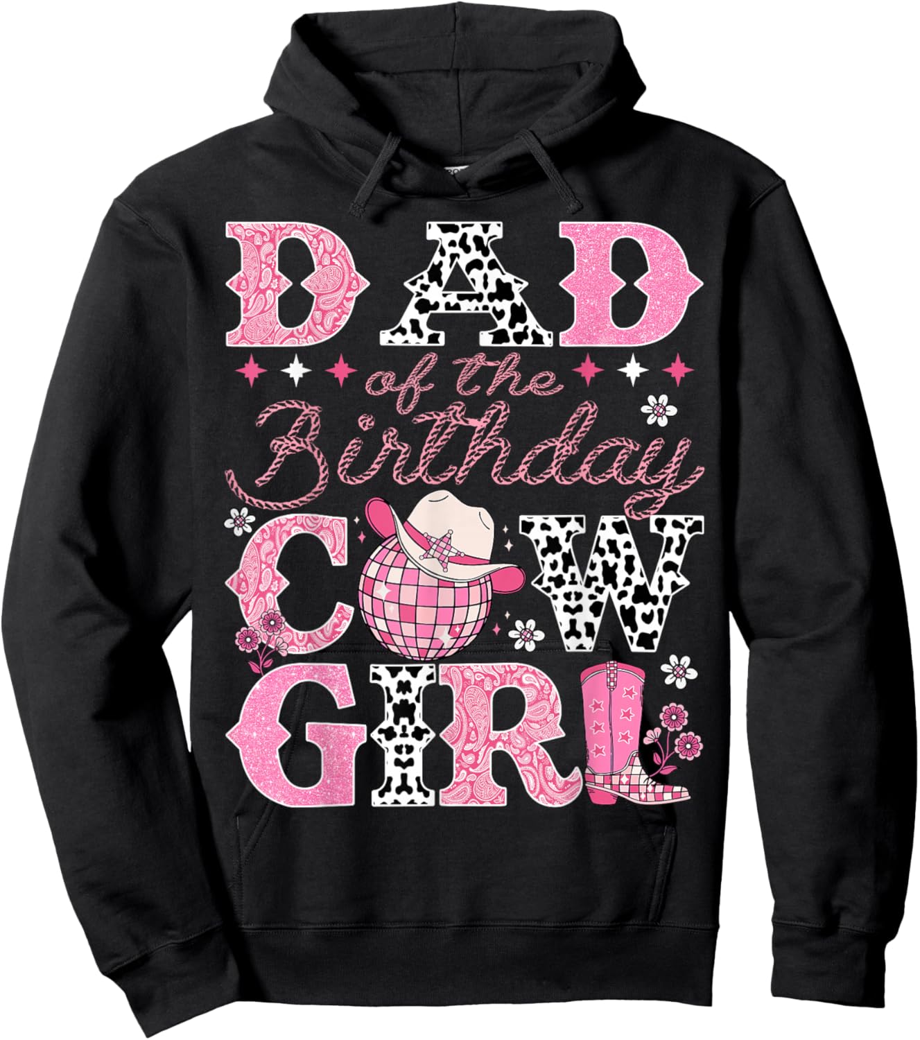 Dad Of The Birthday CowGirl Rodeo Dad Bday Party Hoodie - Hoodie | Black