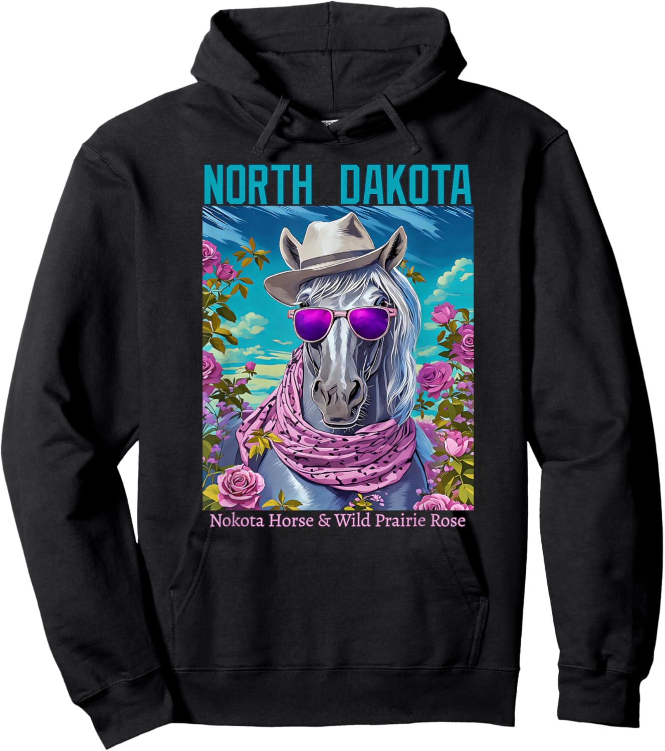 North Dakota's Official Animal and Flower Illustrated Hoodie - Hoodie | Black
