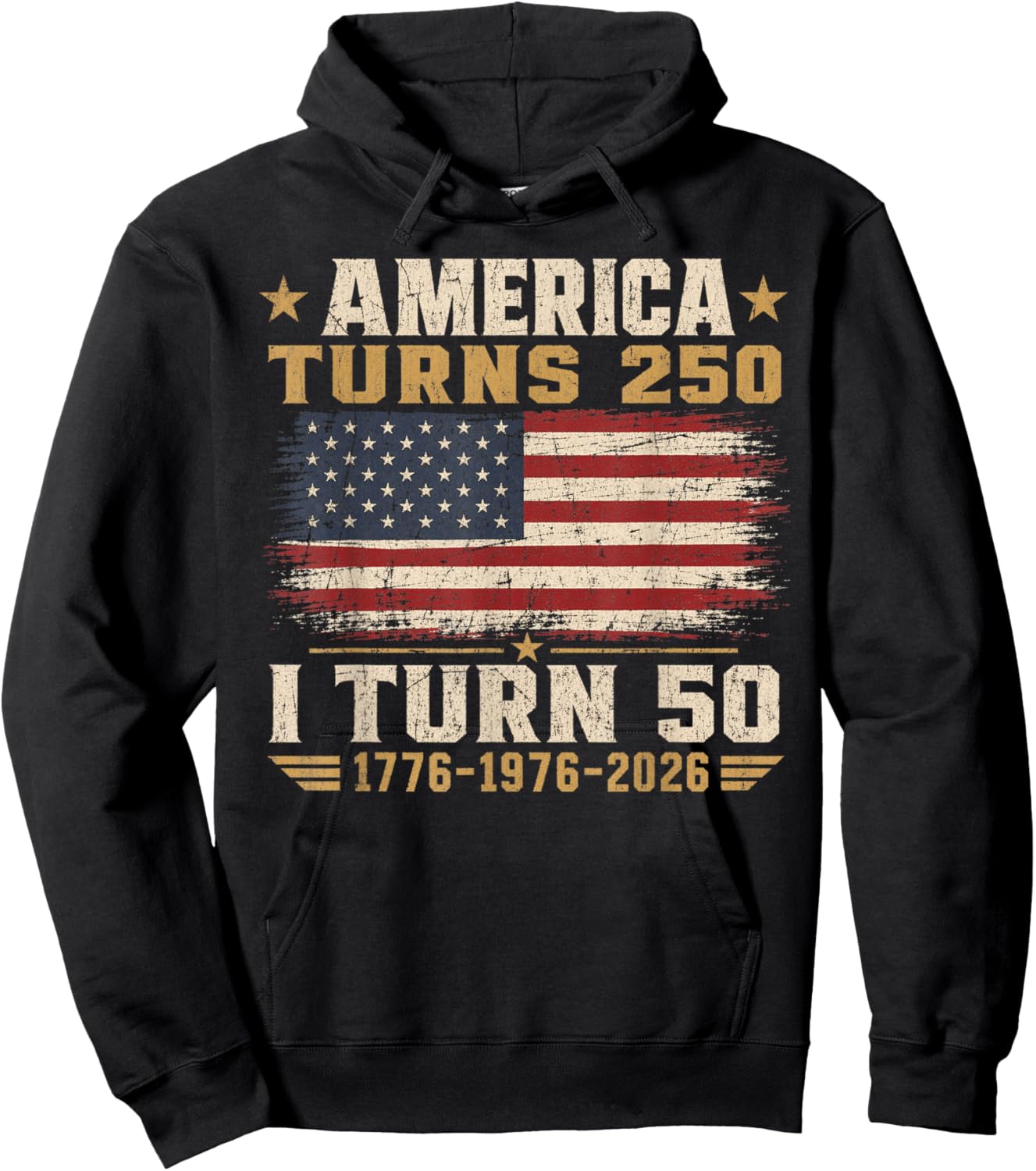 Vintage America Turns 250 I Turn 50 Patriotic 50th Birthday Hoodie - Hoodie | Black