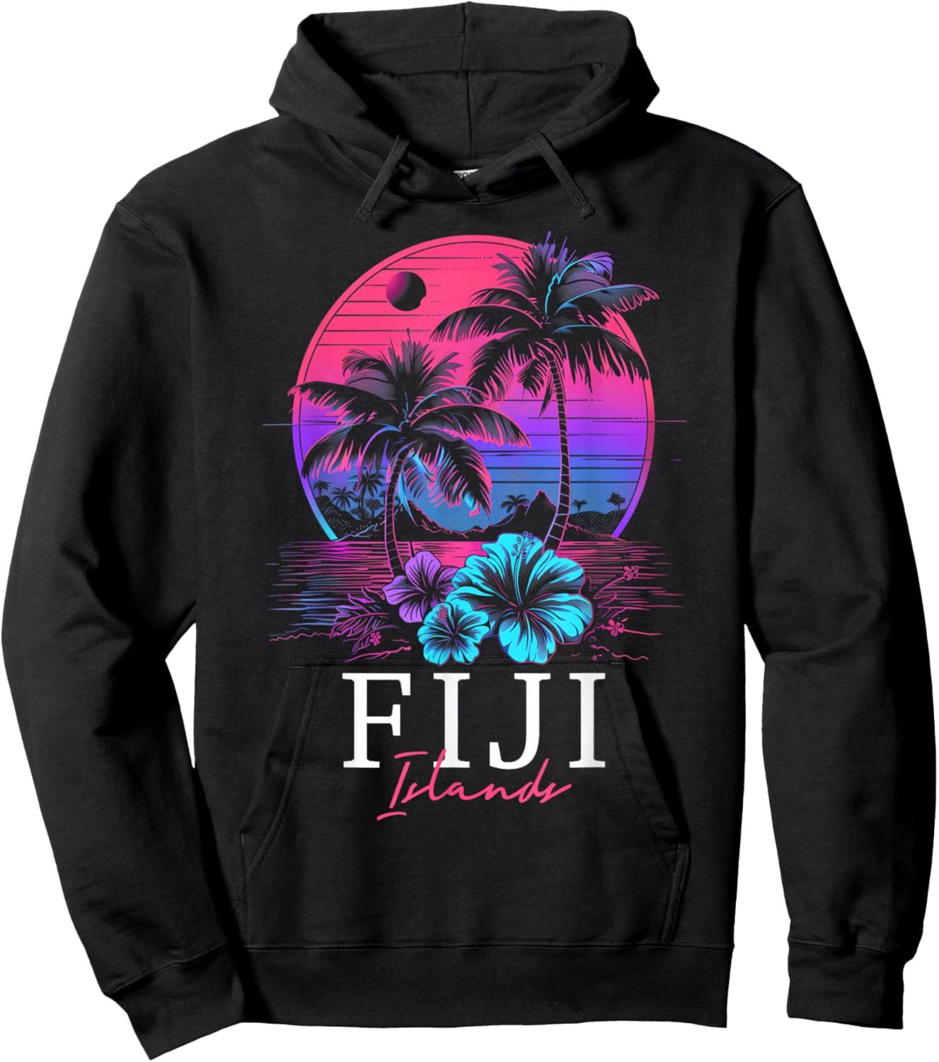 Fiji Islands Hibiscus Flowers Beach Surfer Souvenir Hoodie - Hoodie | Black