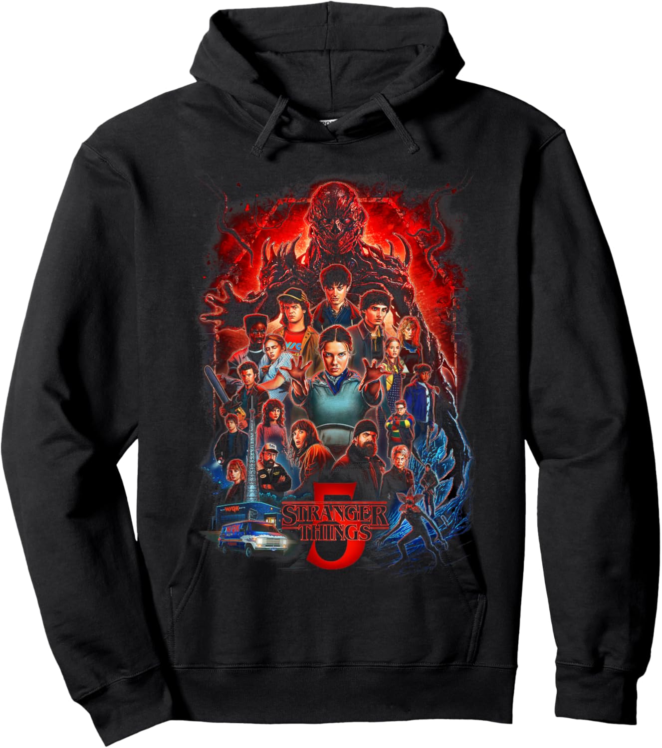 Stranger Things ST5 Poster Officially Licensed Hoodie - Hoodie | Black