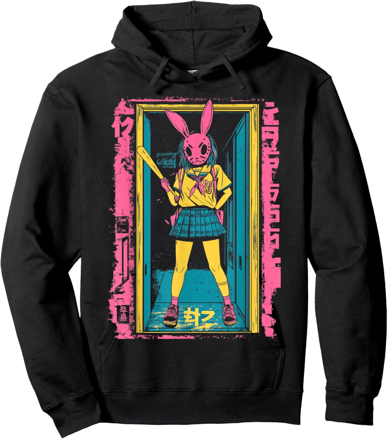 Creepy Girl Bunny Grunge Slasher Pastel Goth Anime Horror Hoodie - Hoodie | Black