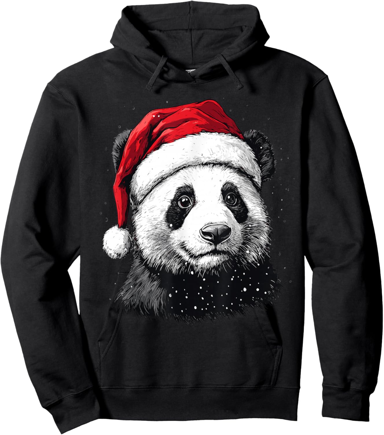 Panda Santa Hat Funny Panda Lovers Christmas Xmas Pajama Hoodie - Hoodie | Black
