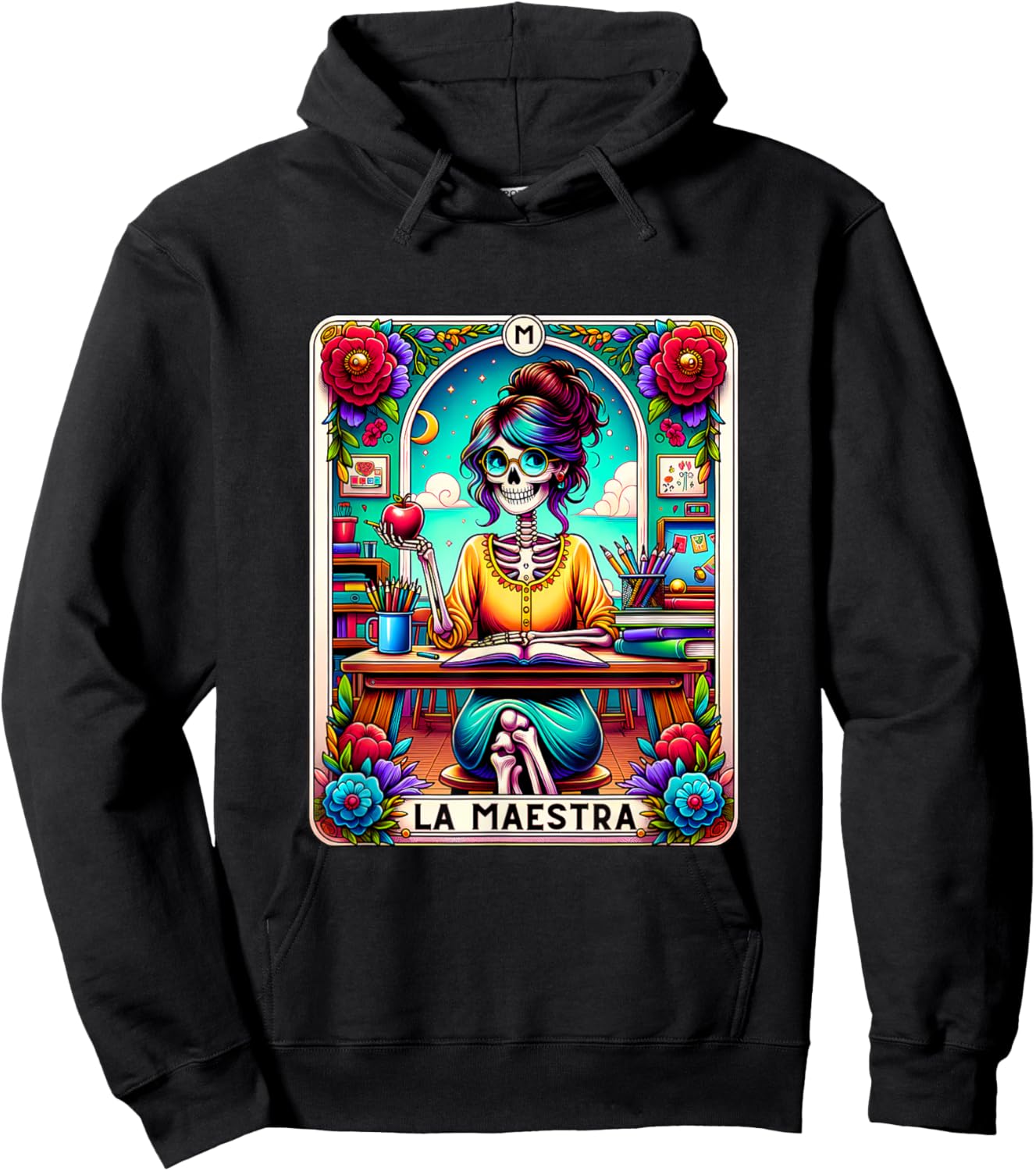 La Maestra Tarot Card Funny Spanish Teacher Mexican Latina Hoodie - Hoodie | Black