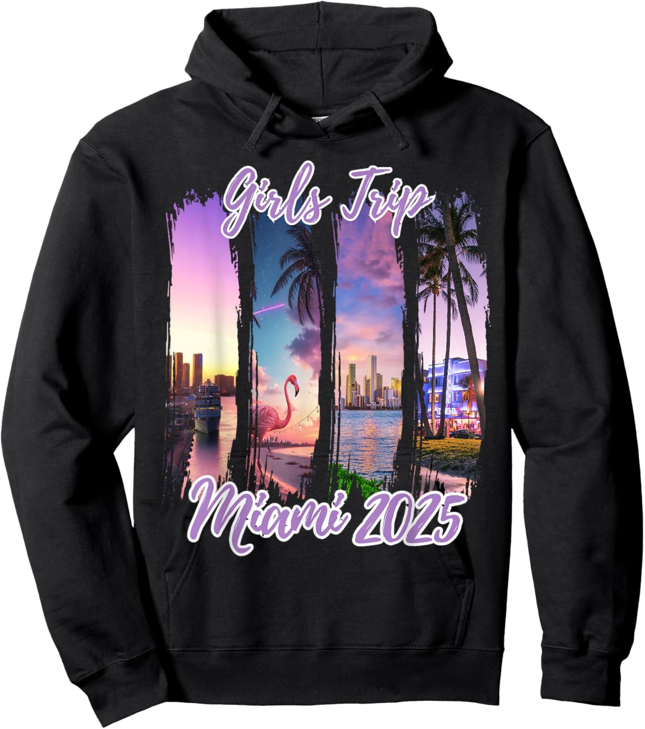 Miami Girls Trip 2025 Miami Summer Vacation Travel Hoodie - Hoodie | Black