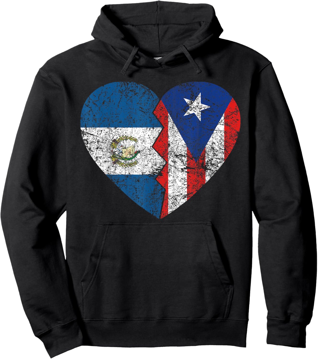 Puerto Rican Guatemalan Flags Heart | Guatemala Puerto Rico Hoodie - Hoodie | Black