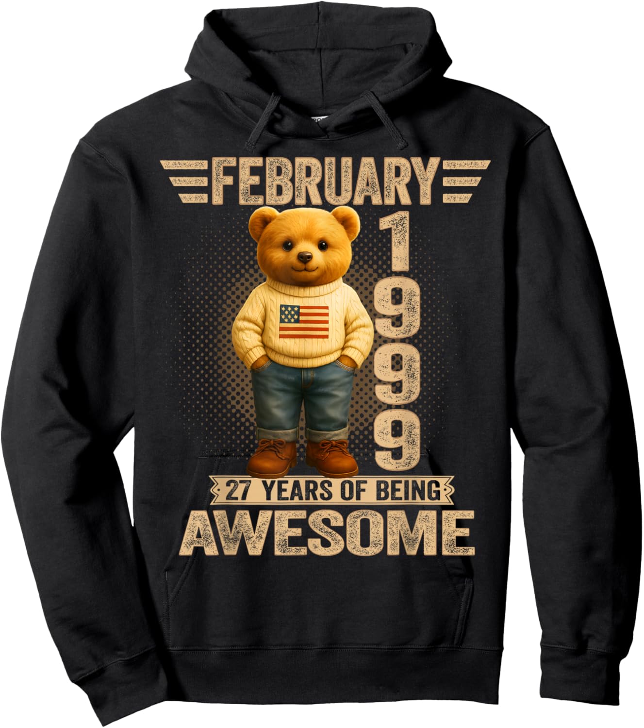 27 Years Old February 1999 Teddy Bear 27th Birthday Men Women Hoodie - Hoodie | Black