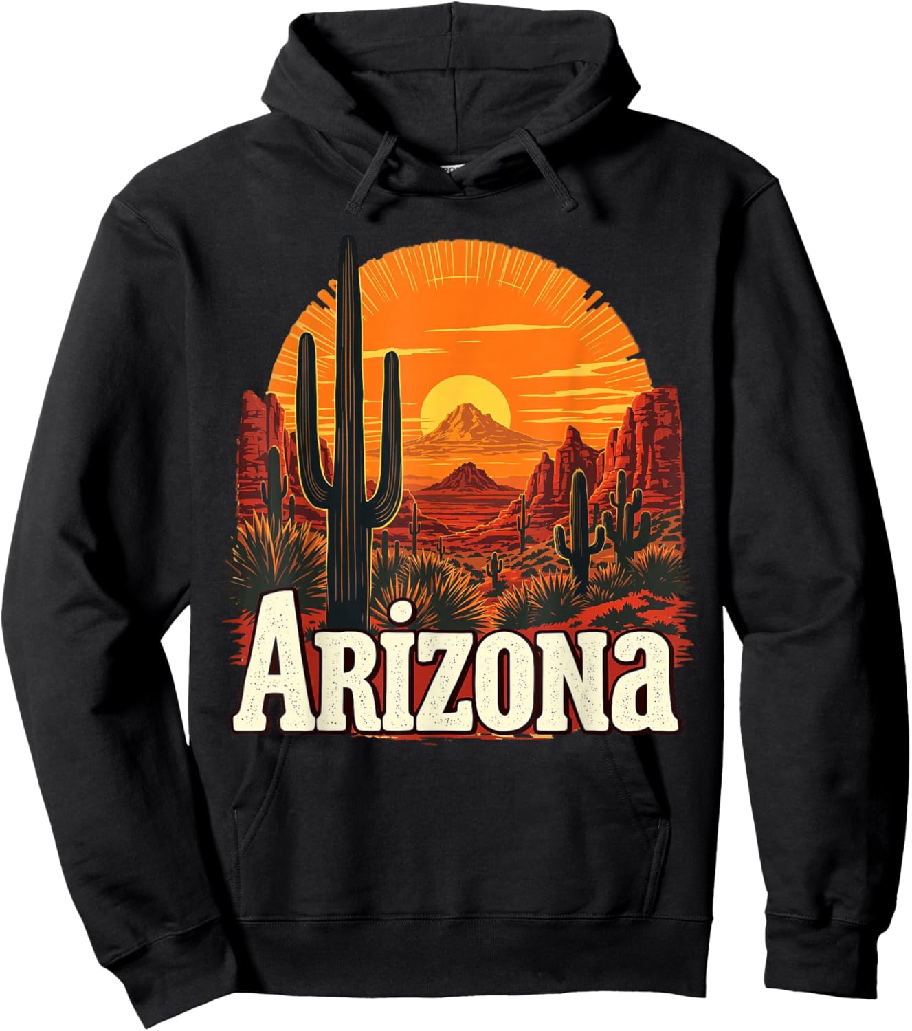 Retro Arizona Home State AZ Desert Sunset Vintage Hoodie - Hoodie | Black