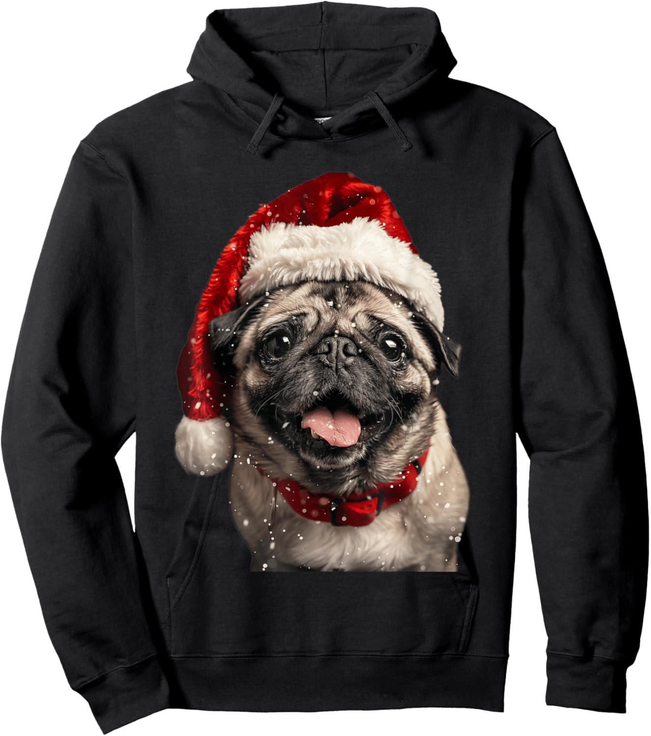 Pug Christmas Hoodie - Hoodie | Black