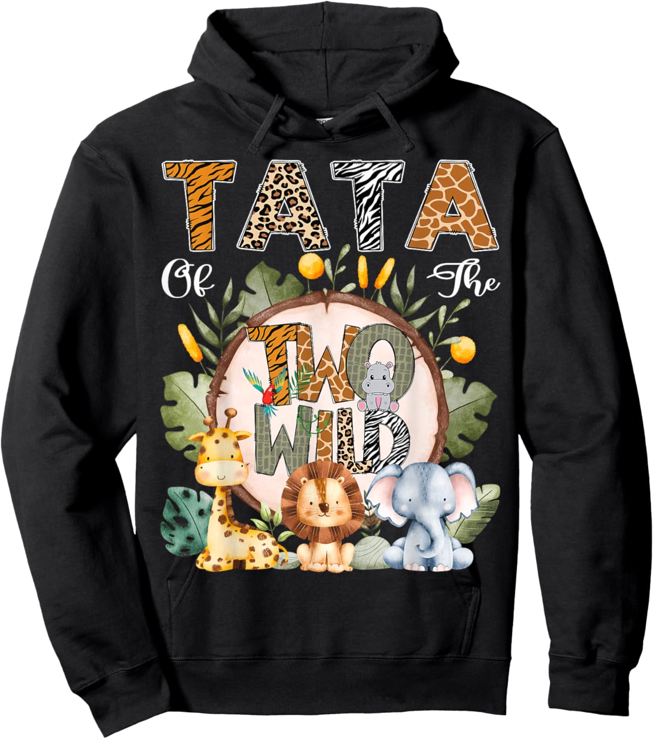 Tata Of The Two Wild Animal Safari 2Nd Birthday Party Hoodie - Hoodie | Black