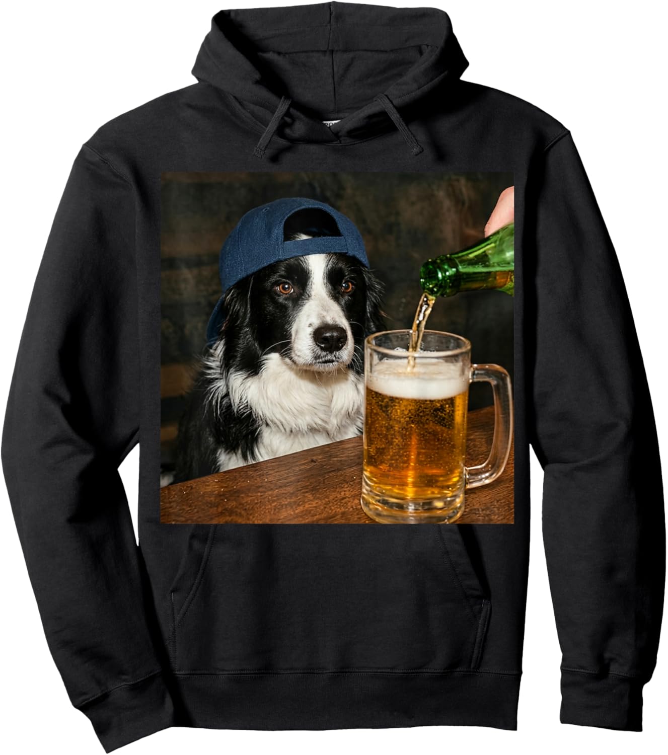 Border Collie Drinking Beer Funny Dog Meme Hoodie - Hoodie | Black