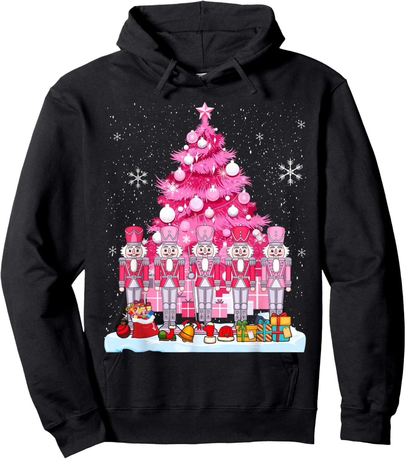 Pink Christmas Nutcracker Christmas Tree Christmas Hoodie - Hoodie | Black