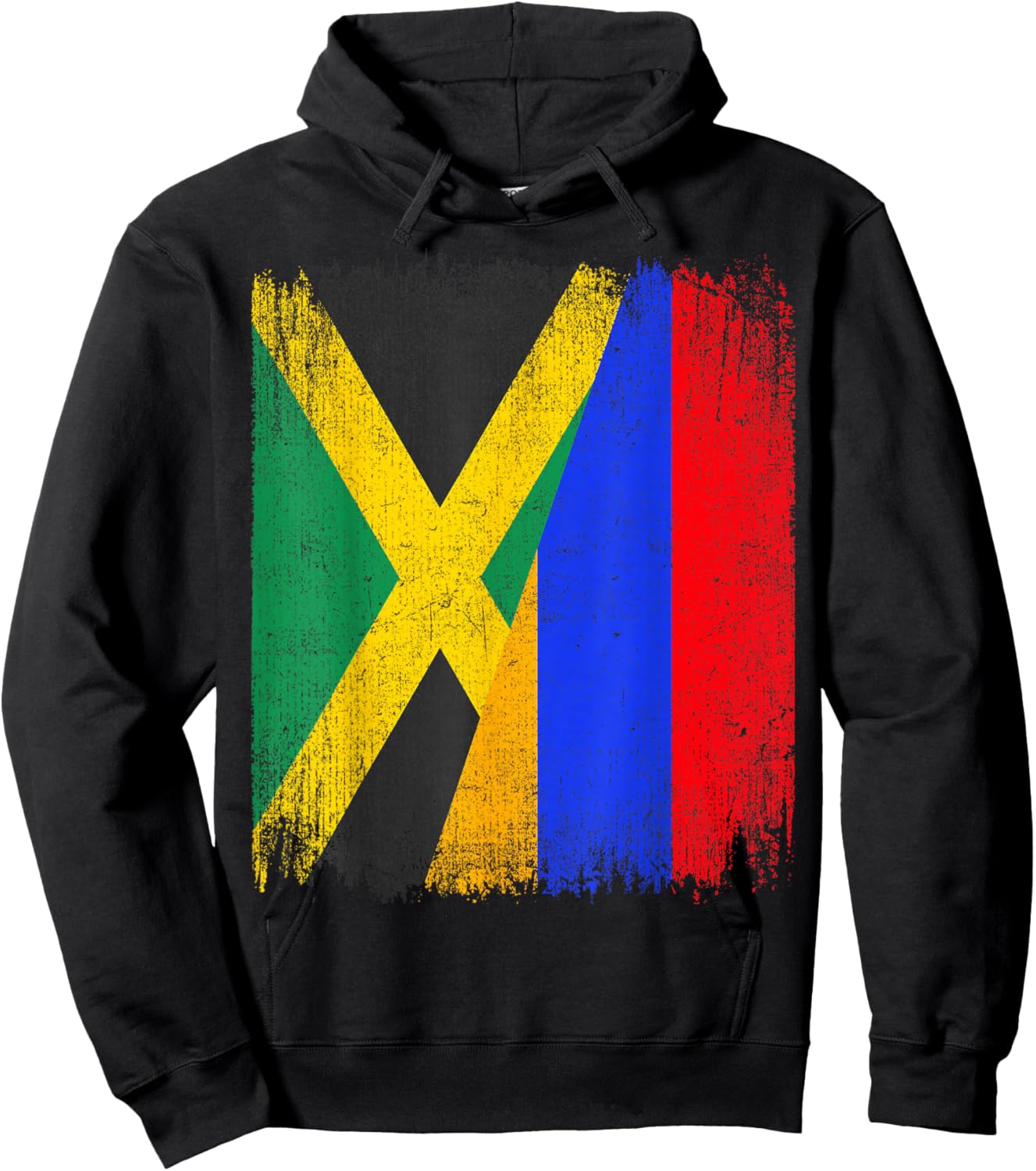 Half Jamaica Armenia Flag Jamaican Armenian Pride Roots Hoodie - Hoodie | Black