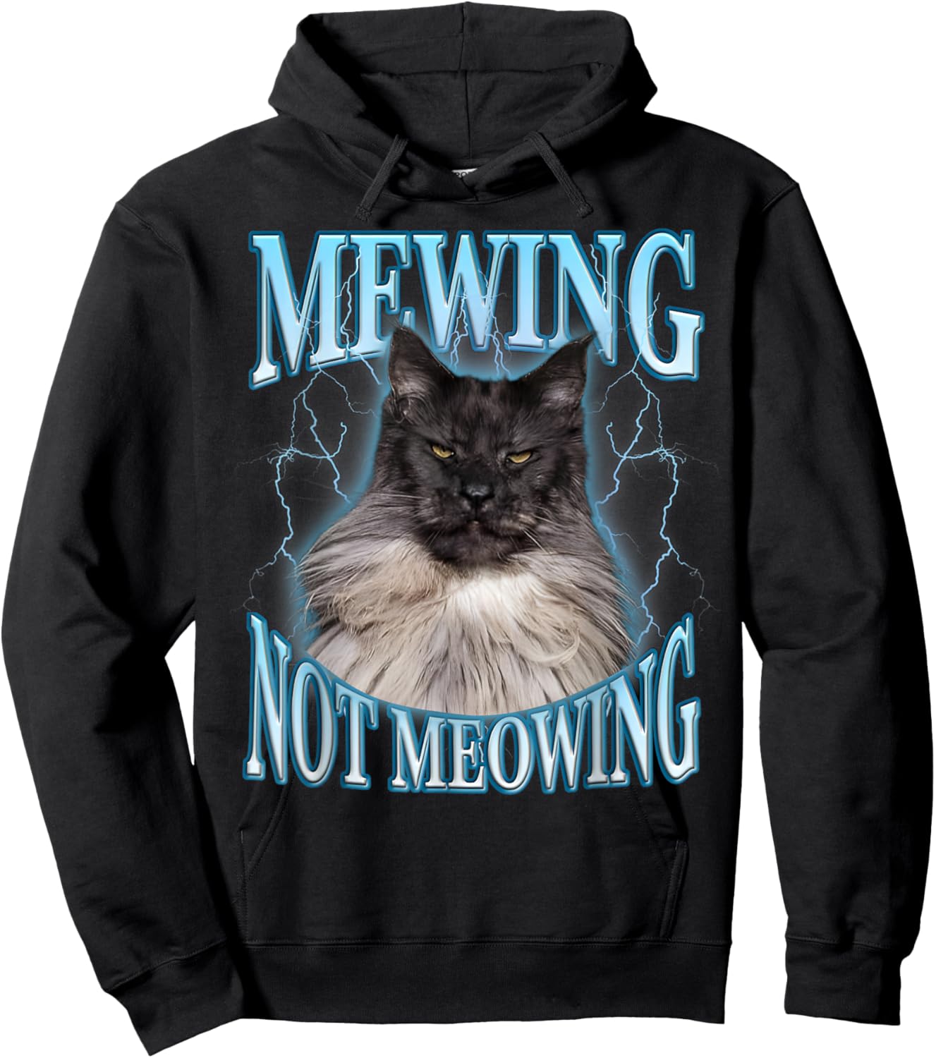 Mewing Not Meowing LooksMax Shirt Cat Alpha Meme Hoodie - Hoodie | Black