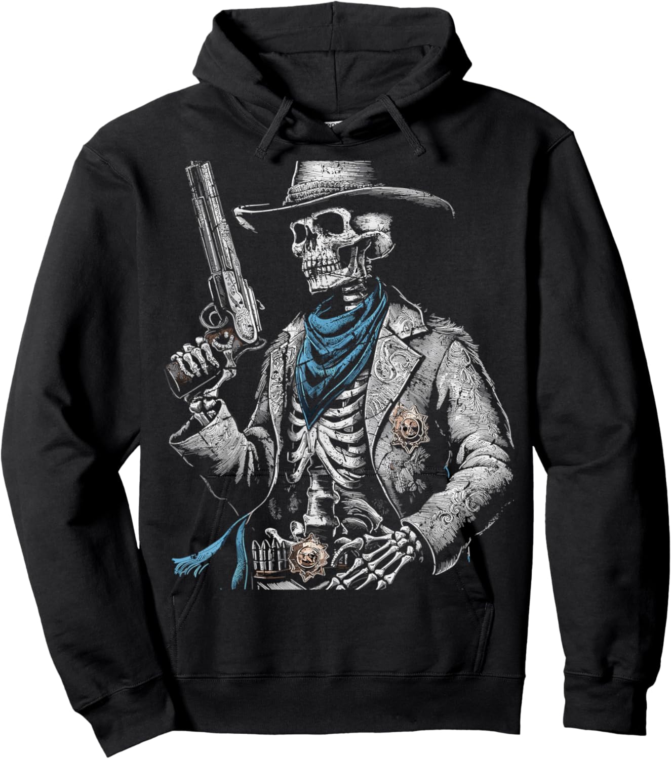 Outlaw Wild West Skeleton Cowboy Gunslinger Hoodie - Hoodie | Black