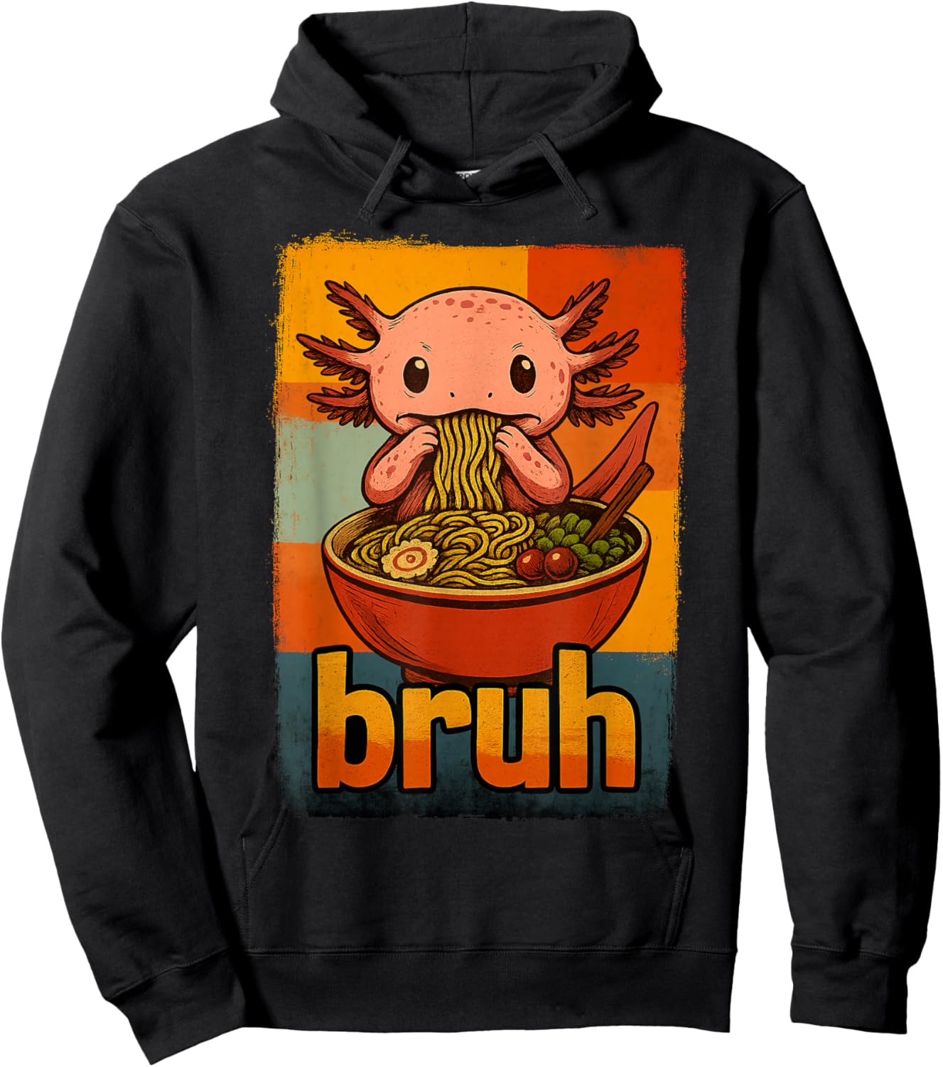 Axolotl Eating Japanese Ramen Noodles Gifts Men Women Kid Hoodie - Hoodie | Black