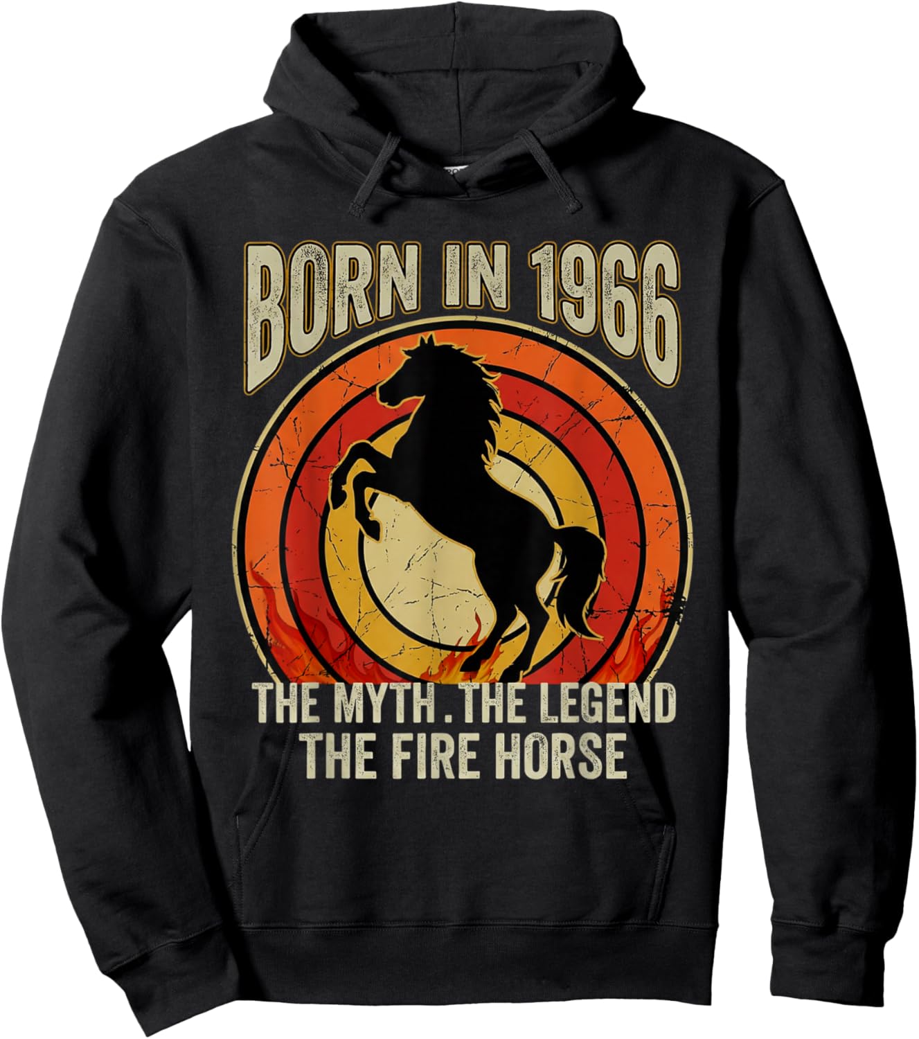 Geboren 1966 The Myth The Legend The Fire Horse Retro Hoodie - Hoodie | Black