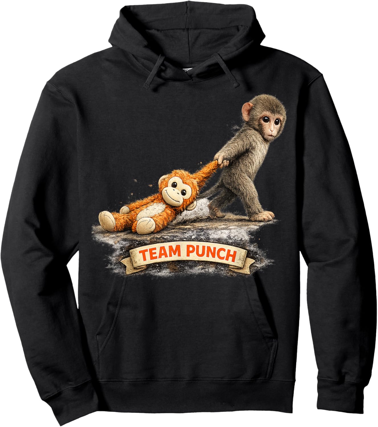 Cute Baby Monkey Punch Viral Zoo Japan Design Hoodie - Hoodie | Black