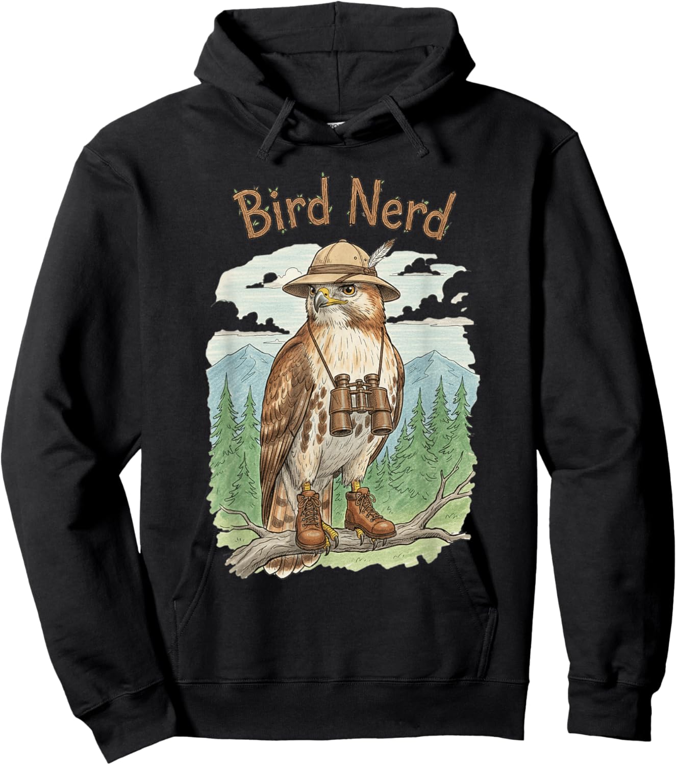 Bird Nerd Red Tailed Hawk Bird Watching Birding Birders Hoodie - Hoodie | Black
