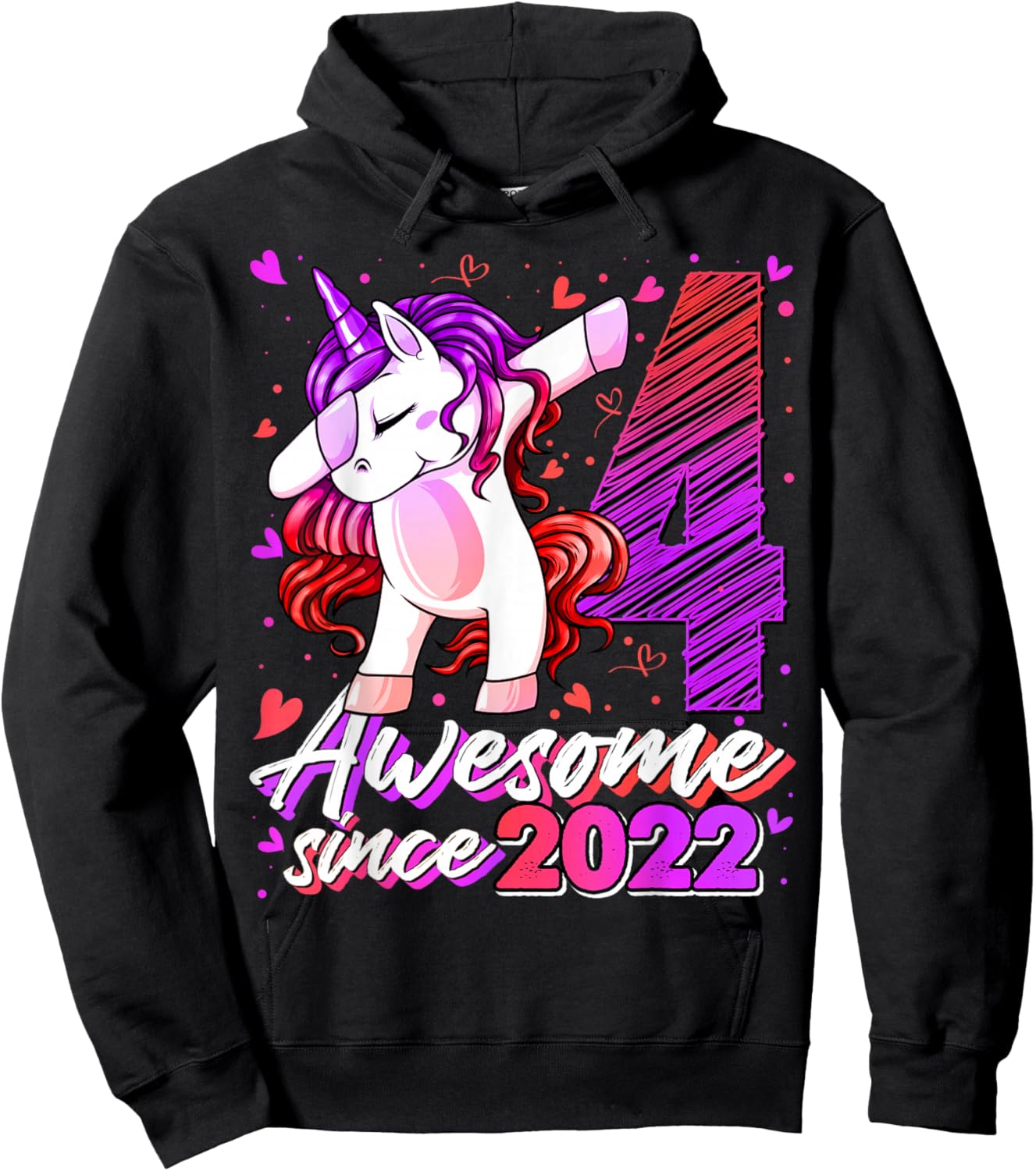 4th Birthday Shirt Girl 4 Year Old Gifts 4 Birthday Girl Hoodie - Hoodie | Black