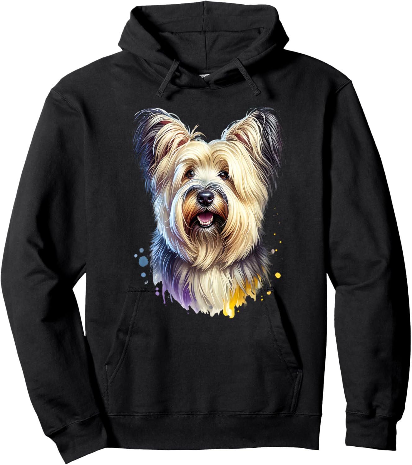 Skye Terrier Dog Watercolor Artwork Hoodie - Hoodie | Black