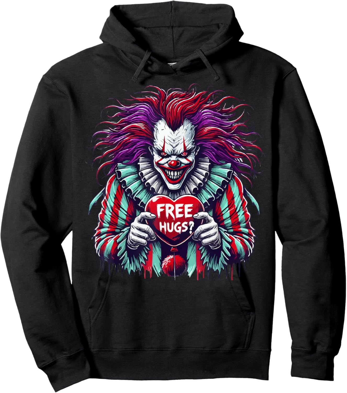 Free Hugs? Scary Horror Clown Lazy Halloween Costume Hoodie - Hoodie | Black