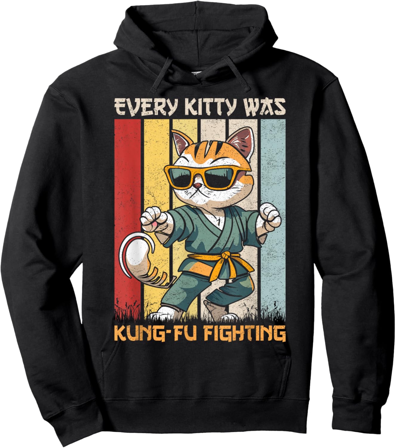 Cat Kung-Fu Fighting Cat Lover Cats Quote Funny Cat Owner Hoodie - Hoodie | Black