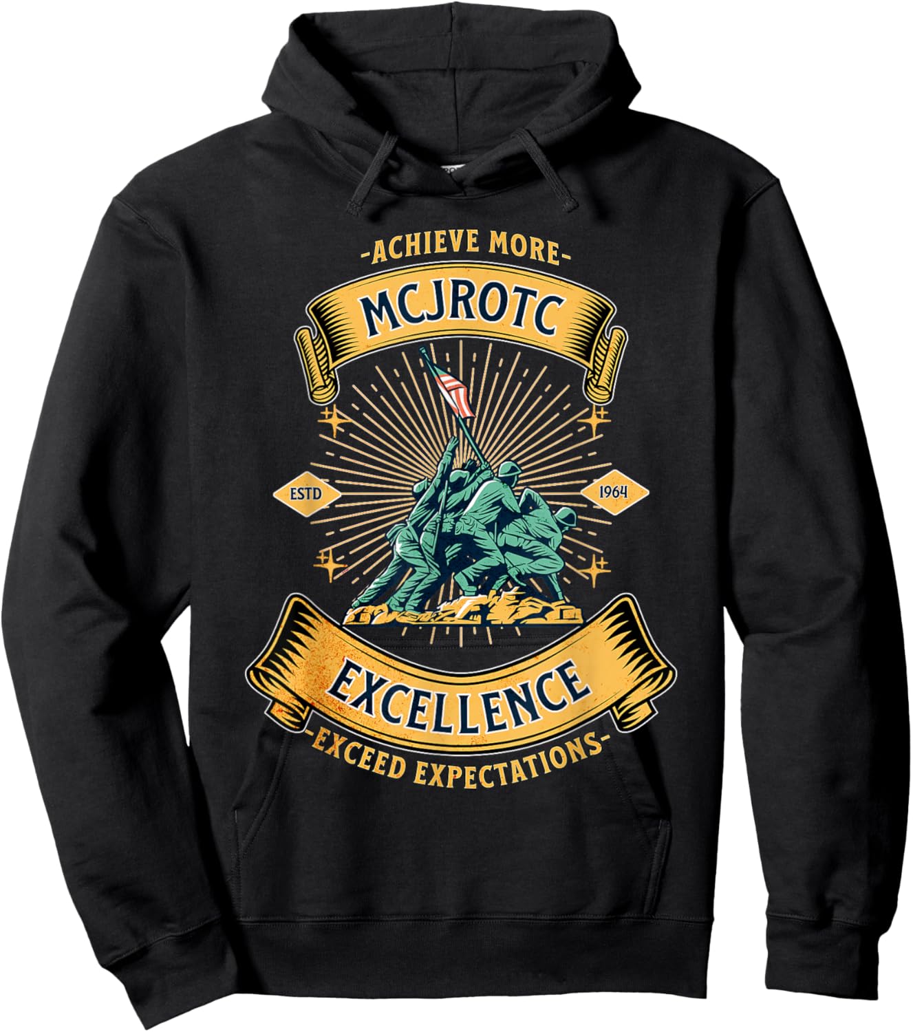 Patriotic MCJROTC Excellence Military USA Junior ROTC Cadet Hoodie - Hoodie | Black