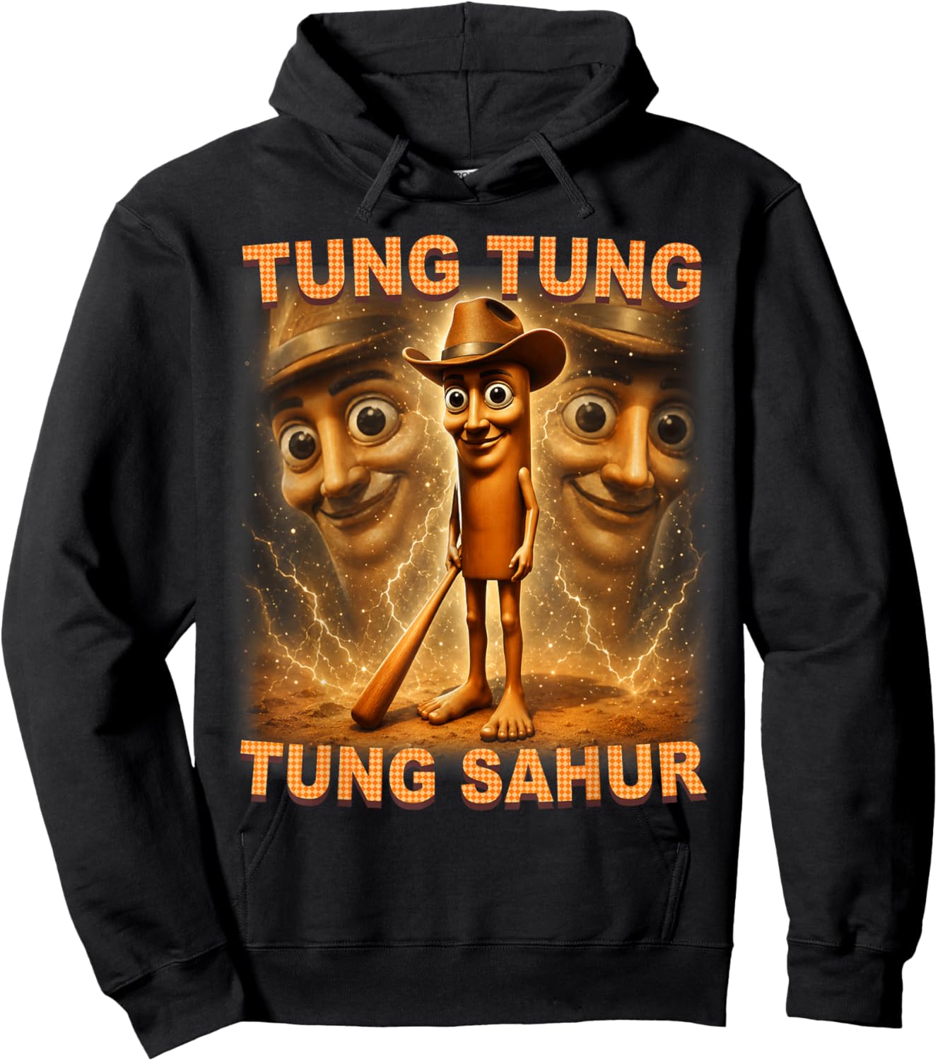 Tung Tung Tung Sahur Cowboy Funny Meme Hoodie - Hoodie | Black