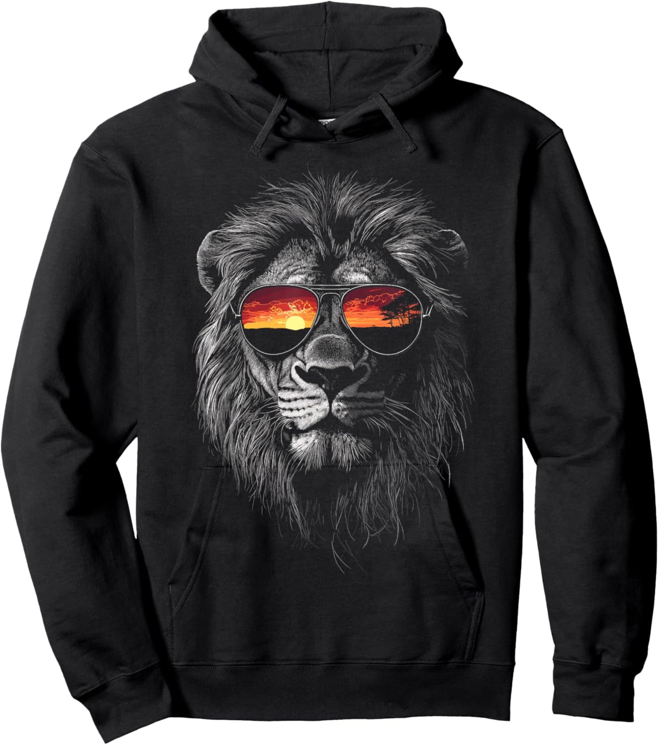 Retro Novelty Men Women Kids Boys Girls Funny Lion Hoodie - Hoodie | Black