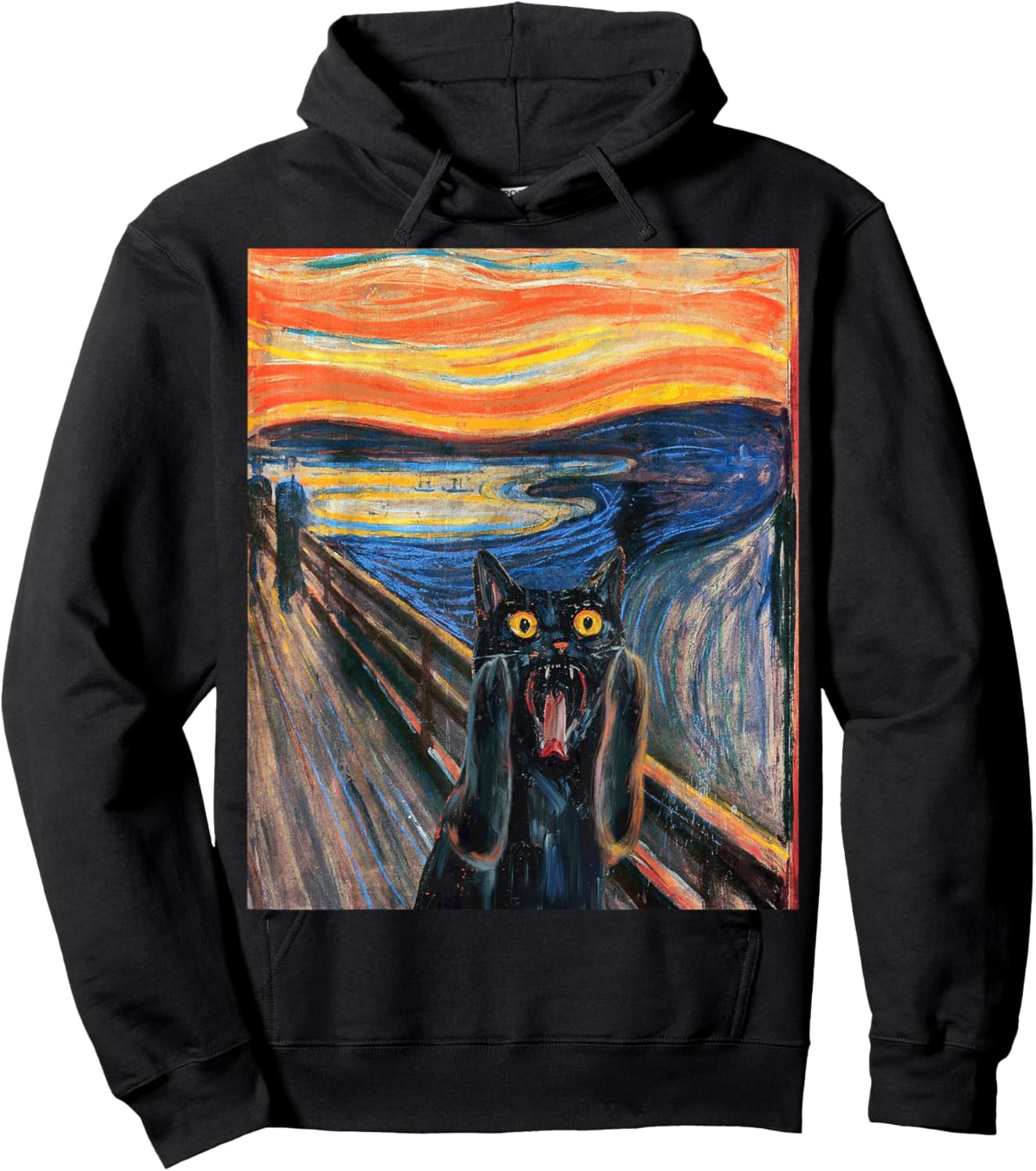 The Scream Black Cat by Munch Edvard Famous Painting Funny Hoodie - Hoodie | Black