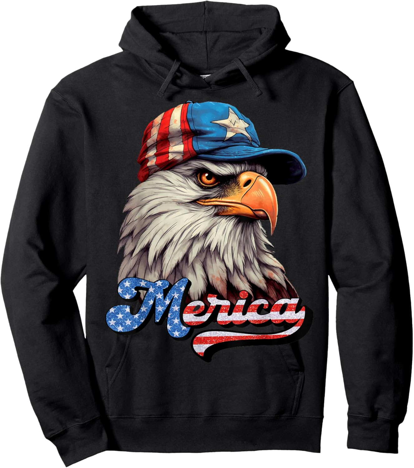 Merica Patriotic USA Eagle Of Freedom 4th of July Men Women Hoodie - Hoodie | Black