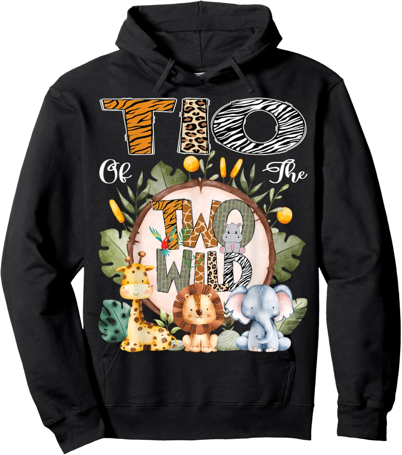 Tio Of The Two Wild Animal Safari 2Nd Birthday Party Hoodie - Hoodie | Black